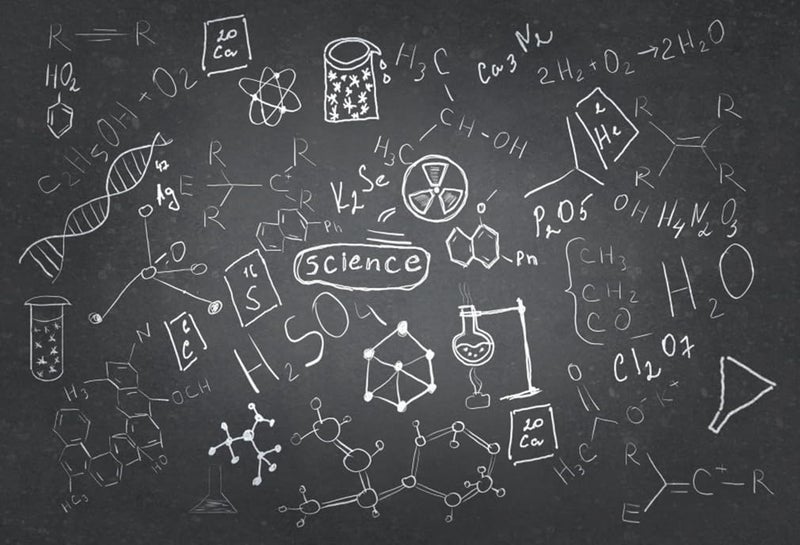 AOFOTO 8x6ft Science Lab Backdrop Chemistry Classroom Back to School Photography Background Class Drawing Chalkboard Blackboard Banner for Medical Laboratory Birthday Party Video Studio Props Vinyl - Image 1